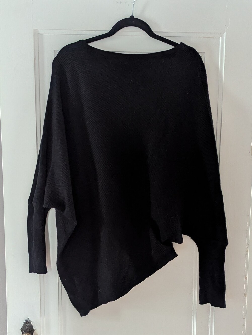 Black Asymmetric Batwing Women’s Sweater